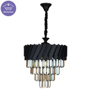 لوستر ۸ شعله کریستالی مشکی