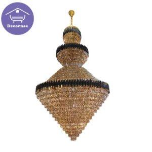 لوستر آویز فلزی ۳ طبقه طلایی