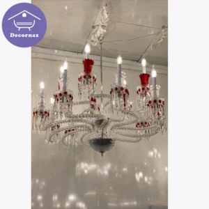 خرید لوستر باکارات دوازده شعله مارپیچ سفید قرمز |