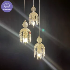 لوستر آویزی باکارات سه شعله کلاسیک سفید