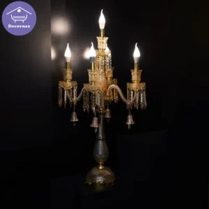 آباژور کریستالی ایستاده پنج شاخه کرمی