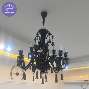 لوستر هشت شاخه کریستالی مشکی لوکس