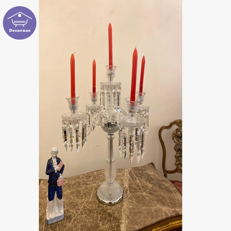 جاشمعی باکارات کریستالی پنج شعله آویزدار