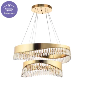 لوستر آویز دو طبقه کریستالی