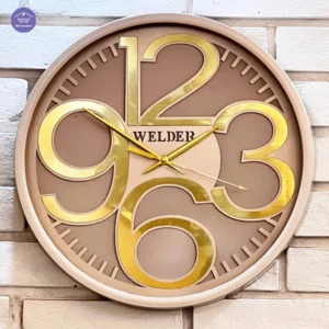 ساعت دیواری نسکافه ای WELDER با اعداد طلایی
