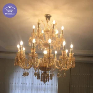 لوستر باکارات پونزده شعله کلاسیک کرم شامپاینی