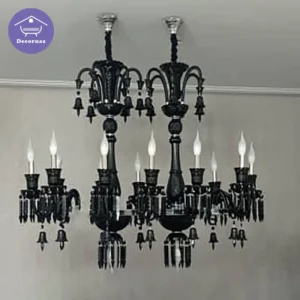 لوستر سقفی کریستالی باکارات مشکی با آویز