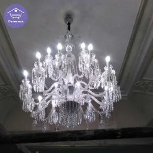 لوستر بزرگ پذیرایی زنیت سفید با آویز های زنگوله ای