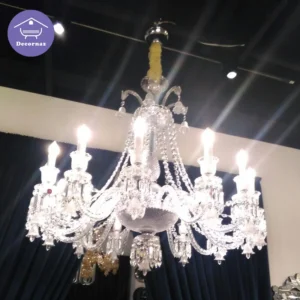 لوستر باکارات کلاسیک چند شعله شفاف پر آویز