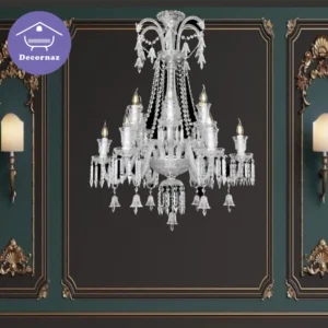 لوستر باکارات زنیت کریستالی کلاسیک متوسط با آویز زنگوله ای