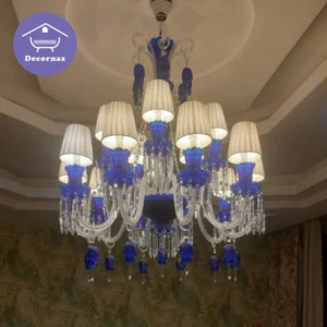 لوستر باکارات کریستالی زنیت سفید آبی با شید