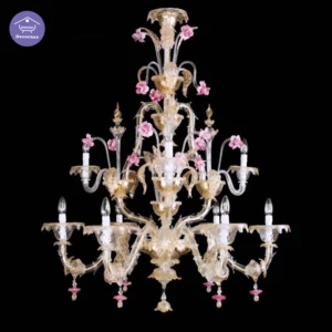 لوستر مورانو طبقانی صورتی اتاق خوابی وارداتی